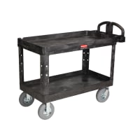 Rubbermaid FG454610 BLA 2 Level Polymer Utility Cart - 55"L x 26"W x 33-1/4"H, Bla...