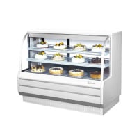 Turbo Air TCGB-60DR-W(B) 60 1/2" Full Service Dry Bakery Display Case w/ Curved Glass - (3)...