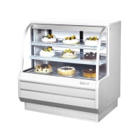 Turbo Air TCGB-48DR-W(B) 48 1/2" Full Service Dry Bakery Display Case w/ Curved Glass - (3)...