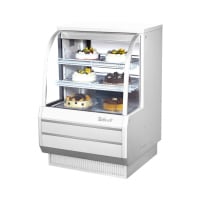 Turbo Air TCGB-36DR-W(B) 36 1/2" Full Service Dry Bakery Display Case w/ Curved Glass - (3)...