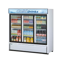 Turbo Air TGM-69R-N 78" TGM Series Three Section Glass Door Merchandiser - (3) Sliding Doors...