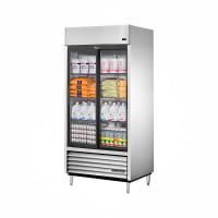 True TSD-33G-HC-LD 39 1/2" Two Section Reach In Refrigerator, (2) Sliding Glass Doors, 115v