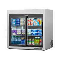 True TSD-09G-HC-LD 36" Countertop Refrigerator w/ Front Access - Sliding Doors, Stainless, 1...