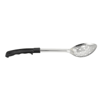 Winco BHPP-15 15" Perforated Basting Spoon w/ Stop Hook & Black Plastic Handle, Stainles...