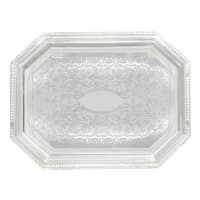 Winco CMT-1217 Octagonal Serving Tray - 17" x 12 1/2", Gadroon Edge w/ Engraving, Chrom...