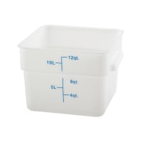 Winco PESC-12 12 qt Square Food Storage Container, Polypropylene, White