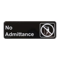 Winco SGN-331 No Admittance Sign - 3" x 9", Black
