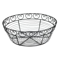Winco WBKG-10R Round Bread/Fruit Basket, 10 x 3"H, Black Wire
