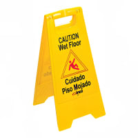Winco WCS-25 Wet Floor Caution Sign, 12 x 25", Yellow