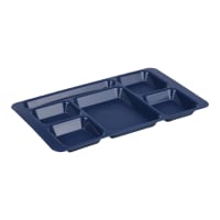 Cambro 1596CP186 Plastic Rectangular Tray w/ (6) Compartments, 9" x 15", Navy Blue