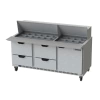 Beverage-Air SPED72HC-30M-4 72" Hydrocarbon Series Mega Top Sandwich/Salad Prep Table w/ Ref...