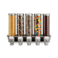 Rosseto Wall-Mount Dry Food Dispenser, (5) 1 3/10 gal Hoppers (EZ527)