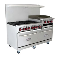 MoTak MR10-RGB24-N-C-S 60" 6 Burner Gas Range w/ Griddle &amp; (2) Standard Ovens, Convertible