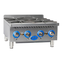 Globe GHP24G 24" Gas Hotplate w/ (4) Burners & Manual Controls, Convertible