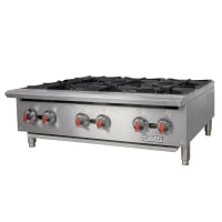 MoTak MHP36 36" Gas Hotplate w/ (6) Burners &amp; Manual Controls, Convertible