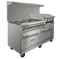 MoTak MR10-RGB24-N-C-S 60" 6 Burner Gas Range w/ Griddle/Broiler & (2) Standard Ovens, C...