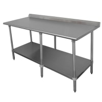 Advance Tabco FLAG-308-X 96" 16 ga Work Table w/ Undershelf &amp; 430 Series Stainless Top, 1 1/2" Backsplash