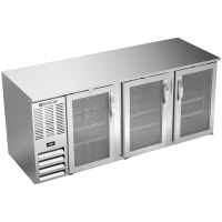 Beverage-Air BB78HC-G-S 79" Bar Refrigerator - 3 Swinging Glass Doors, Stainless, 115v