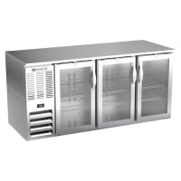 Beverage-Air BB72HC-G-S 72" Bar Refrigerator - 3 Swinging Glass Doors, Stainless, 115v