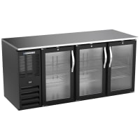 Beverage-Air BB72HC-G-B 72" Bar Refrigerator - 3 Swinging Glass Doors, Black, 115v