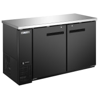 MoTak MRBB-2S 58 9/10" Bar Refrigerator - 2 Swinging Solid Doors, Black, 115v