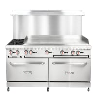 MoTak MRS60-G48-C-S 60" 2 Burner Gas Range w/ Griddle - (2) Standard Ovens, Convertible