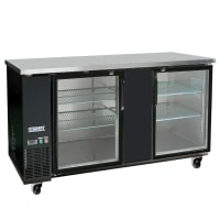 MoTak MBB-2D-70-G-A 69 1/8" Bar Refrigerator - 2 Swinging Glass Doors, Black, 115v