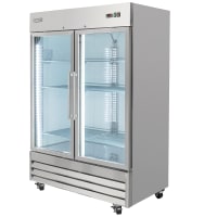 MoTak MSD-2DR-BAL-54-G-A 54" Two Section Reach In Refrigerator, (2) Left/Right Hinge Glass Doors, 115v
