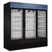 MoTak MGD-3DR-80-A 78 3/8" Three Section Glass Door Merchandiser - (3) Left/Right Hinge Doors, Black, 115v