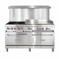 MoTak MRS60-G36 60" 4 Burner Gas Range w/ Griddle - (2) Standard Ovens, Convertible