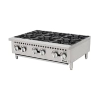 Migali C-HP-6B-36 36" Gas Hotplate w/ (6) Burners & Manual Controls, Convertible