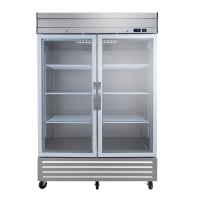 MoTak MER49-GD-A 54" Two Section Reach In Refrigerator, 2 Left/Right Hinge Glass Doors, 115v...