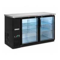 MoTak MBB-2D-60-G-A 58 7/8" Bar Refrigerator - 2 Swinging Glass Doors, Black, 115v