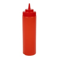 Winco PSW-24R 24 oz Plastic Squeeze Bottle, Wide Mouth, Red