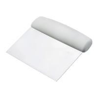 Browne Dough Cutter/Scraper w/ White Plastic Handle - 6" x 3", Carbon Steel (574379)