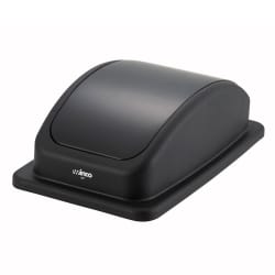 Winco PTCL-23K Rectangle Dome Trash Can Lid - Plastic, Black Replacement Image