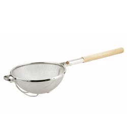 Winco MST-1010D 10" Strainer w/ Double-Tin Mesh & Wood Handle Replacement Image