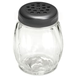 Tablecraft 260BK 6 oz Swirl Glass Shaker w/ Perforated Plastic Top, Black Replacement Image