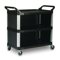 Rubbermaid FG409300BLA 40 5/8"L Polymer Bus Cart w/ (3) Levels, Shelves,... Replacement Image