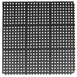 Winco RBMI-33K Rubber Floor Mat, Anti Fatigue, Interlocking, 3' x 3'... Replacement Image