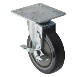 Winco CT-44B 2 Piece Universal Plate Caster Set w/ 5" Wheel & Brake,... Replacement Image