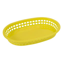 Winco PLB-Y Oval Fast Food Basket - 10 3/4" x 7 1/4", Plastic, Yell... Replacement Image