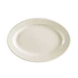 CAC 12 1/2" x 8 5/8" Oval American White Rolled Edge Platter, REC (... Replacement Image