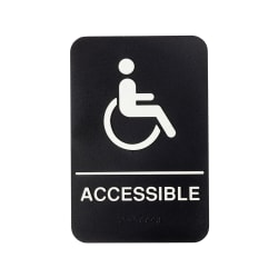 Tablecraft 11675 6" x 9" Accessible Sign - Braille, White on Black Replacement Image