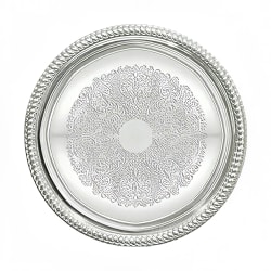 Winco CMT-14 14" Round Serving Tray - Gadroon Edge w/ Engraving, Chrome... Replacement Image