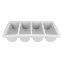 Winco PL-4B 4 Compartment Cutlery Bin - Plastic, Gray Replacement Image