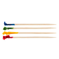 Winco PK-C2 2 9/16" Wood Frill Picks, Assorted Colors Replacement Image