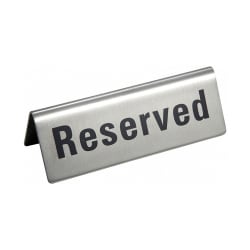 Winco RVS-4 Reserved Table Tent Sign - 4 3/4" x 1 3/4", Stainless Replacement Image