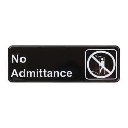 Winco SGN-331 No Admittance Sign - 3" x 9", Black Replacement Image