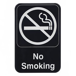 Winco SGN-601 6" X 9" Sign - No Smoking - White Imprint on Black Replacement Image